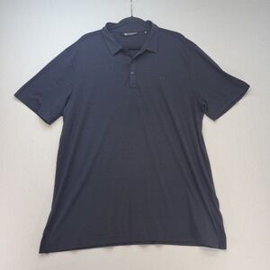 Travis Mathew Polo Shirt Mens 2XL Navy Blue Performance Micro Stripe